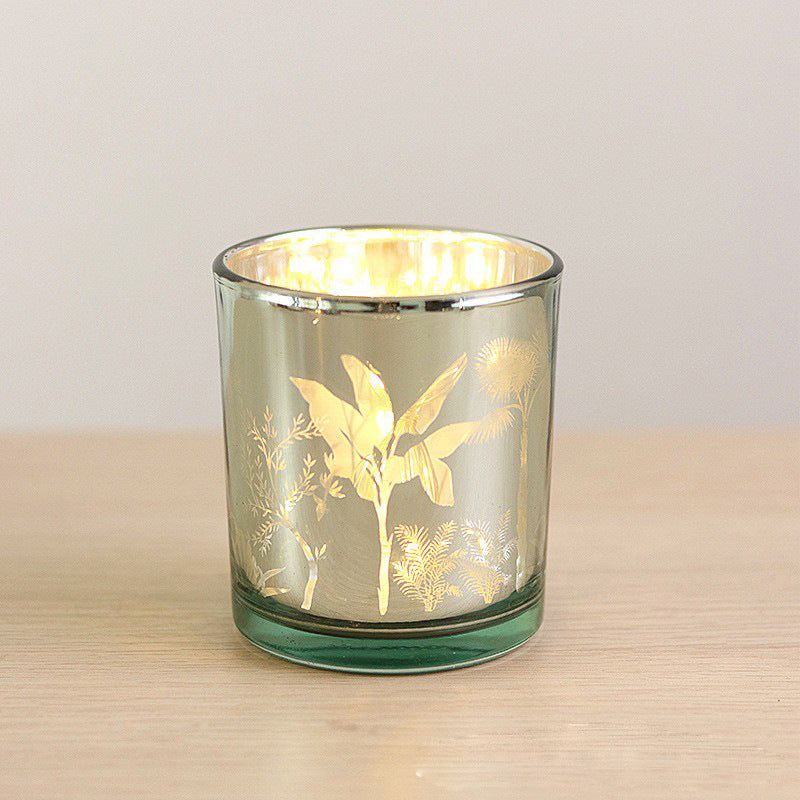 Christmas Glass Elk Silver Electroplating Candle Glass Empty Cup